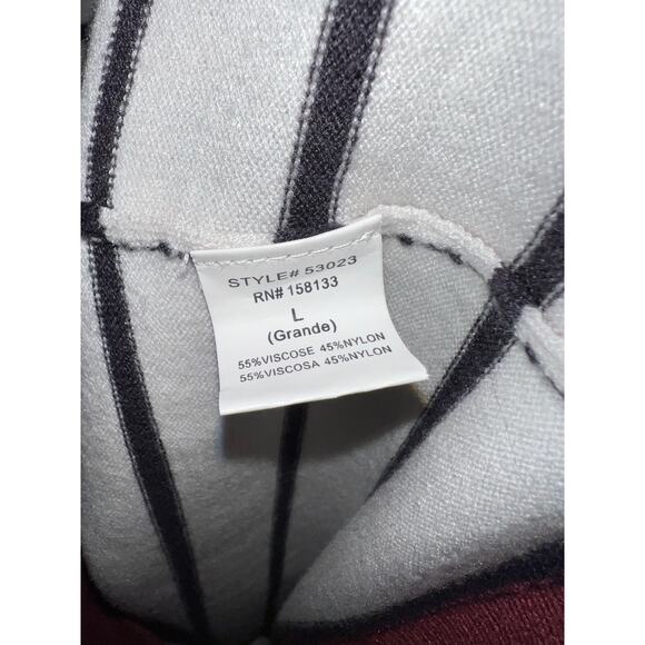 Staccato size L navy & white striped v-neck knit pullover sweater clay red trim - Picture 3 of 6